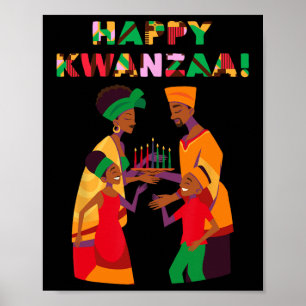 Poster Joyeux Kwanzaa Kinara-sept bougies Principes de K