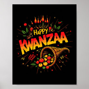 Poster Joyeux Kwanzaa Noël Afro-américains garçons Happy
