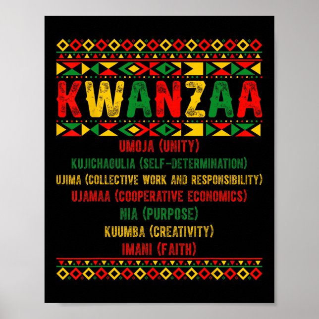Poster Joyeux Kwanzaa Pyjama Kinara Principes Bougies Pan (Devant)