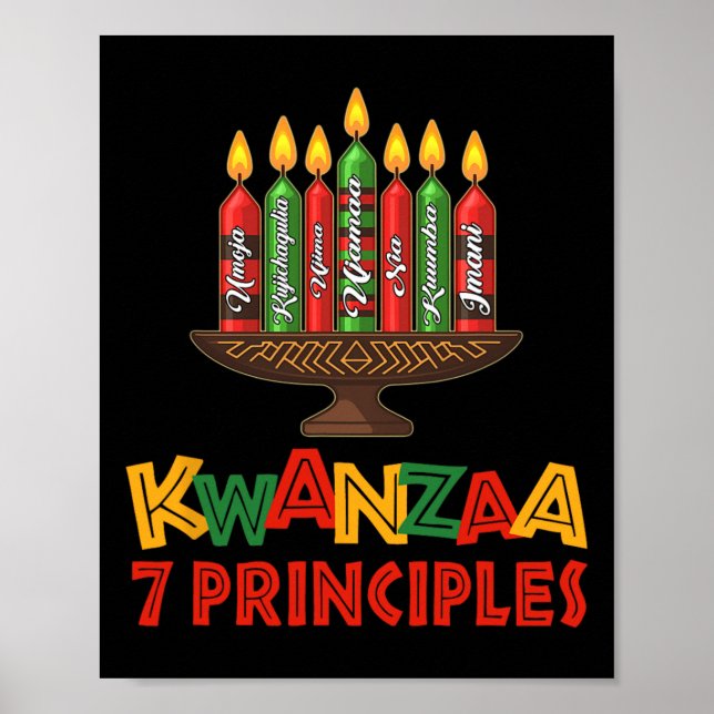 Poster Joyeux Kwanzaa Sept Principes De Kwanzaa - Kinara (Devant)