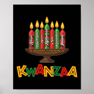 Poster Joyeux Kwanzaa Sept Principes De Kwanzaa - Kinara