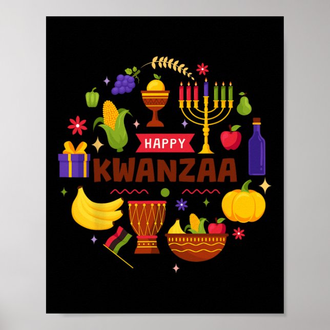 Poster Joyeux Kwanzaa Sept Principes De Kwanzaa Kinara M (Devant)