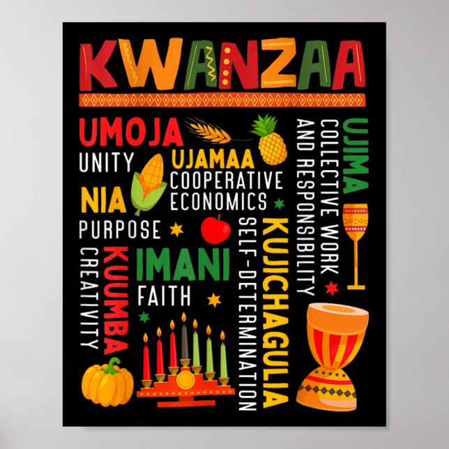 Poster Joyeux Kwanzaa Sept Principes Des Femmes De Kwanza (Devant)
