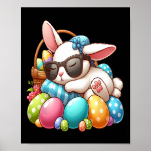 Poster Joyeux lapin lapin de Pâques face drôle Jour de Pâ