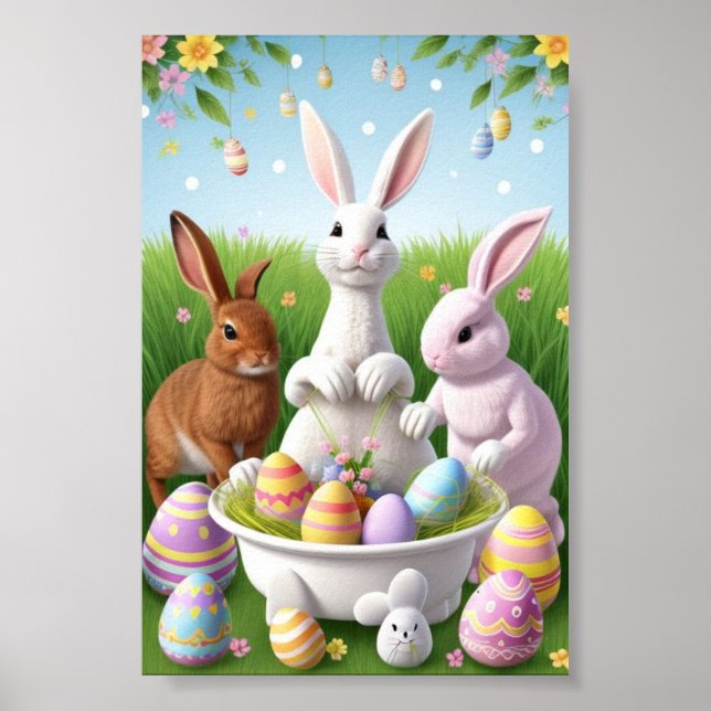 Poster Joyeux lapins de Pâques (Devant)