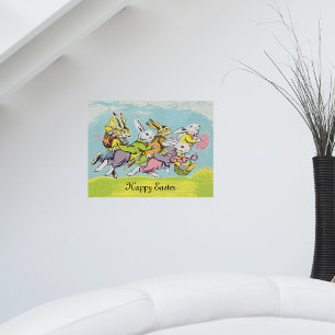 Poster Joyeux Lapins de Pâques au Pastel en Course