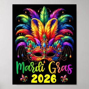 Poster Joyeux Mardi Gras 2026 Chapeau de Bouffon Nouvelle