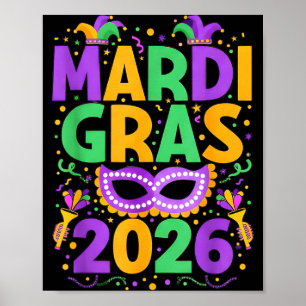 Poster Joyeux Mardi Gras 2026 Costume Nouvelle-Orléans As
