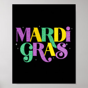 Poster Joyeux Mardi Gras Carnaval Fat Mardi Fleur De Lis