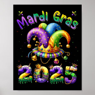Poster Joyeux Mardi Gras Carnaval Mardi Gras 2025 Jester 