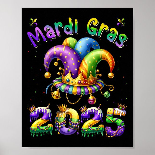 Poster Joyeux Mardi Gras Carnaval Mardi Gras 2025 Jester  (Devant)
