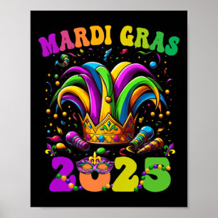 Poster Joyeux Mardi Gras Carnaval Mardi Gras 2025 Jester 