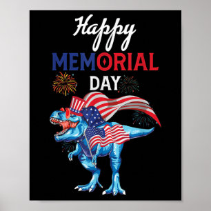 Poster Joyeux Memorial Day 4 juillet Dinosaur Firework U