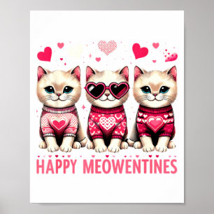 Poster Joyeux Meowentines Mignons Chats de la Saint-Valen