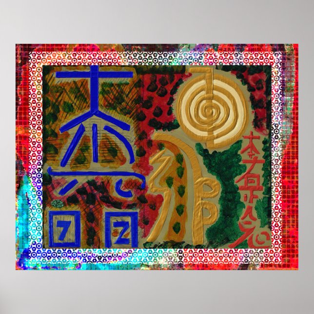 Poster Joyeux Motif frontalier - Reiki Healing Art (Devant)
