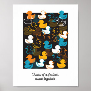 Poster Joyeux Motif nager une patte de canards