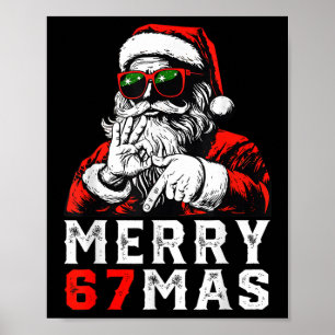 Poster Joyeux Noël 6 7 Mème Drôle Santa 67 Main Xmas