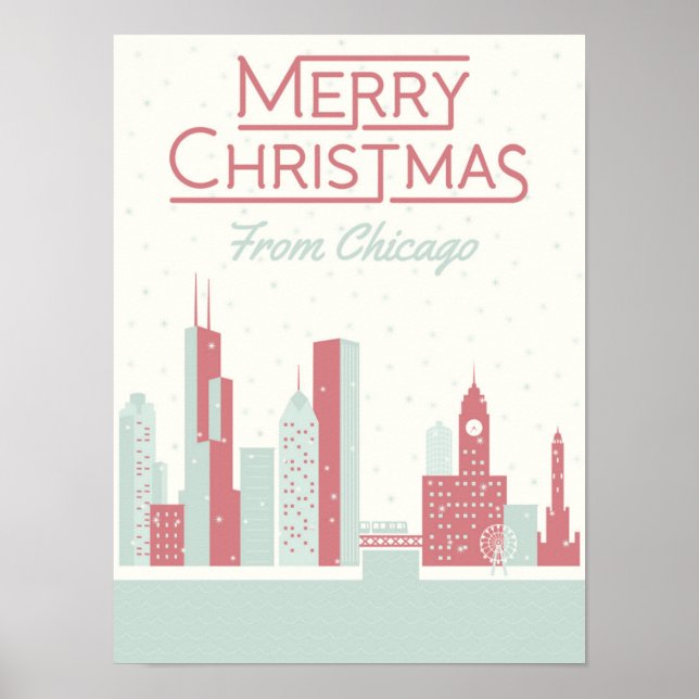 Poster Joyeux Noël à Chicago (Devant)