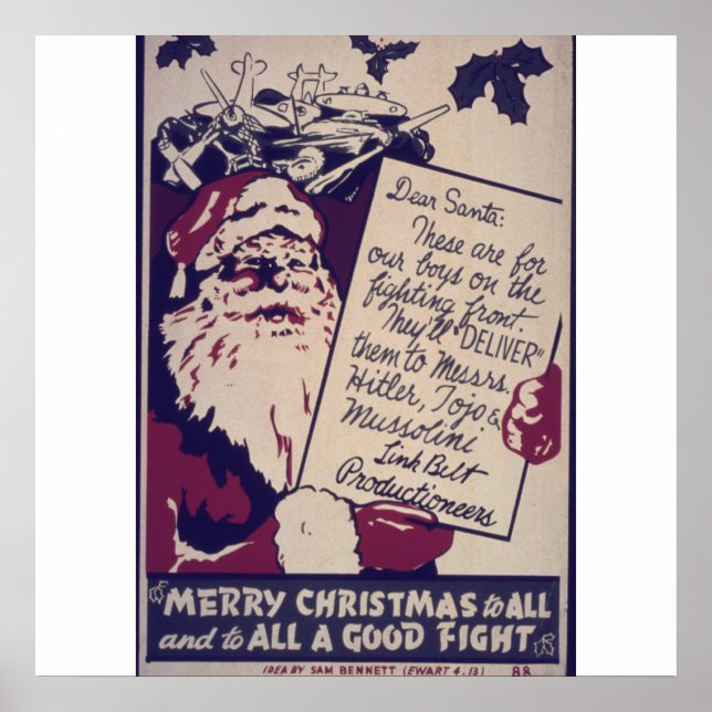 Poster Joyeux Noël à tous et à tous un bon combat (Devant)