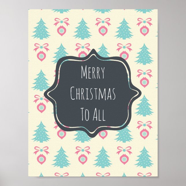 Poster Joyeux Noël à tous les Motifs de Noël (Devant)