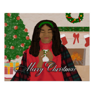 Poster Joyeux Noël - Africaine Américaine