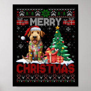 Poster Joyeux Noël Airedale Terrier Amoureux des chiens U