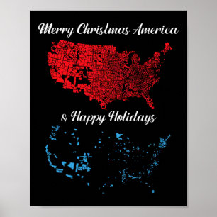 Poster Joyeux Noël Amérique Et Joyeuses Vacances Élection