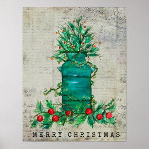 Poster Joyeux Noël Arbre Lait Peut Collecter