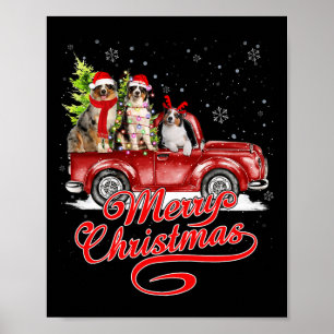 Poster Joyeux Noël Berger australien Père Noël Reindeer
