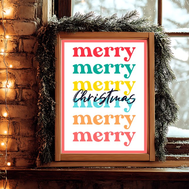 Poster Joyeux Noël blanc blanc rouge blanc blanc et blanc (Créateur téléchargé)