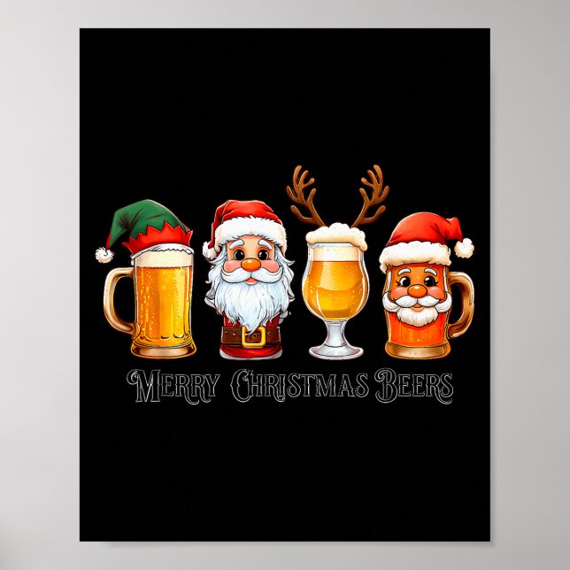 Poster Joyeux Noël Boire Joyeux Noël Père Noël Bière  (Devant)