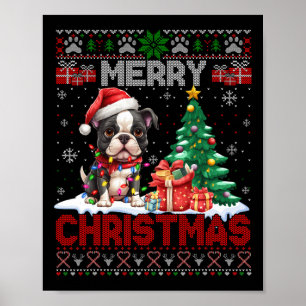 Poster Joyeux Noël Boston Terrier Amoureux de les chiens 