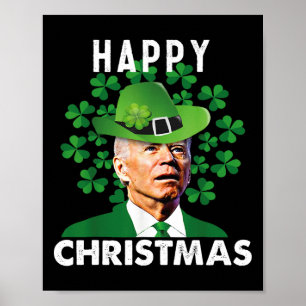 Poster Joyeux Noël Confus Drôle Joe Biden St Patric