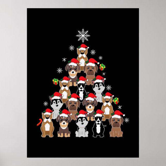 Poster Joyeux Noël de chien de Noël de Noël de Noël de No (Devant)