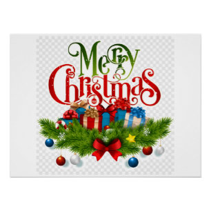 Poster Joyeux Noël, design de vacances coloré,