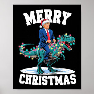 Poster Joyeux Noël Dino Donald Trump Dinosaur T-rex X