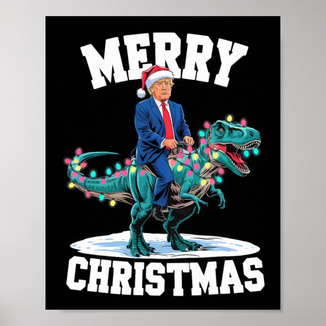 Poster Joyeux Noël Dino Donald Trump Dinosaur T-rex X (Devant)