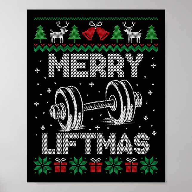 Poster Joyeux Noël Drôle Gymnase de Noël Fitness Fitness (Devant)