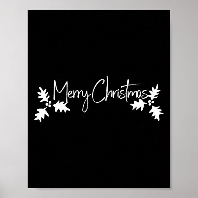 Poster Joyeux Noël écriture manuscrite avec holly (Devant)