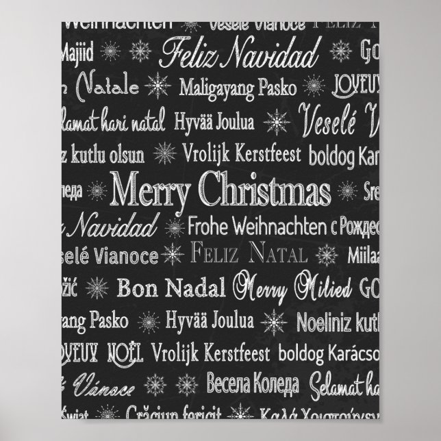 Poster Joyeux Noël en différentes langues (Devant)