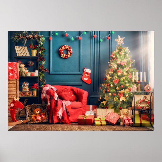 Poster Joyeux Noël et Joyeuses fêtes ! Un bel li (Devant)