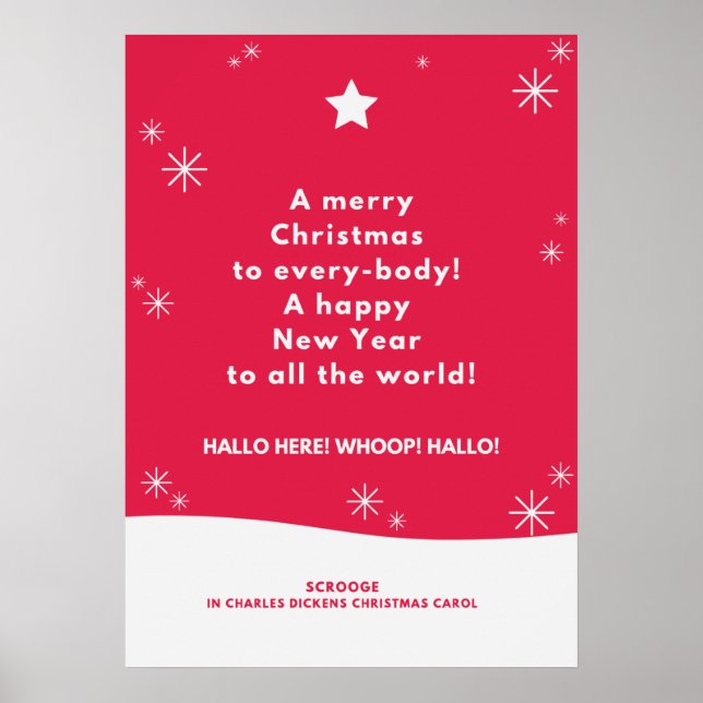 Poster Joyeux Noël et Joyeux Nouvel An Dickens Citation (Devant)