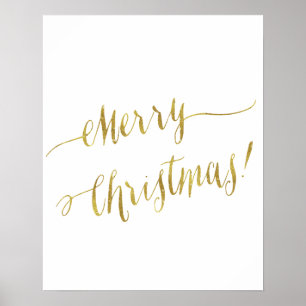 Poster Joyeux Noël Faux Gold Foil Lettrage Script