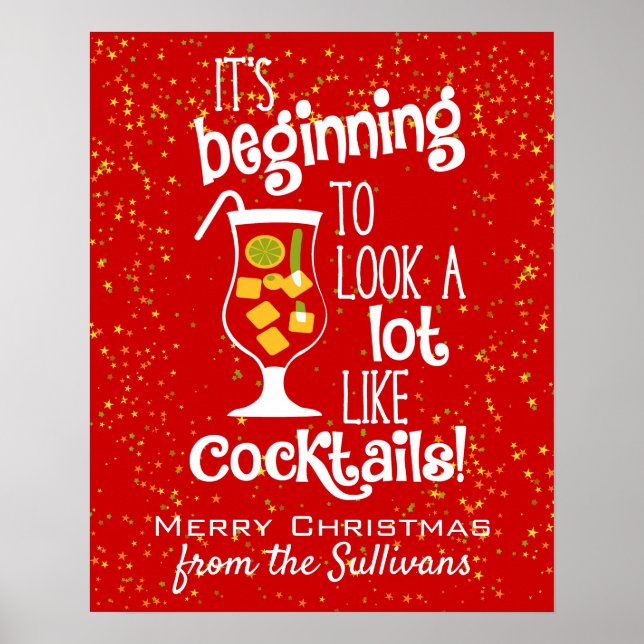 Poster Joyeux Noël Funny Holiday Cocktail (Devant)