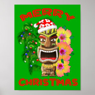 Poster Joyeux Noël Funny Père Noël Tiki