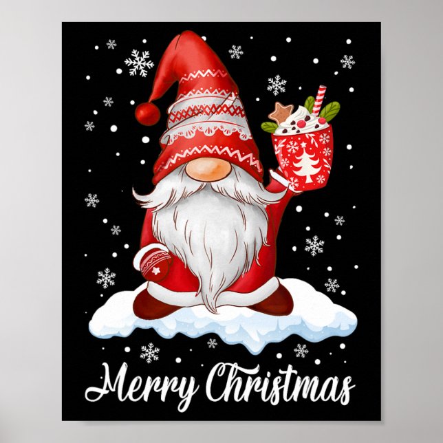 Poster Joyeux Noël Gnome Café Famille Correspondance (Devant)