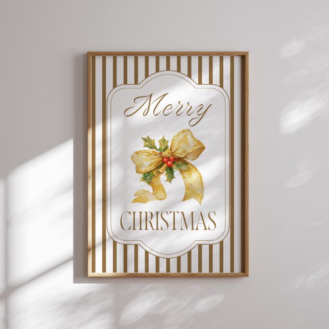 Poster joyeux Noël Gold Bow (Créateur téléchargé)