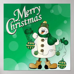 Poster Joyeux Noël Green Snowman