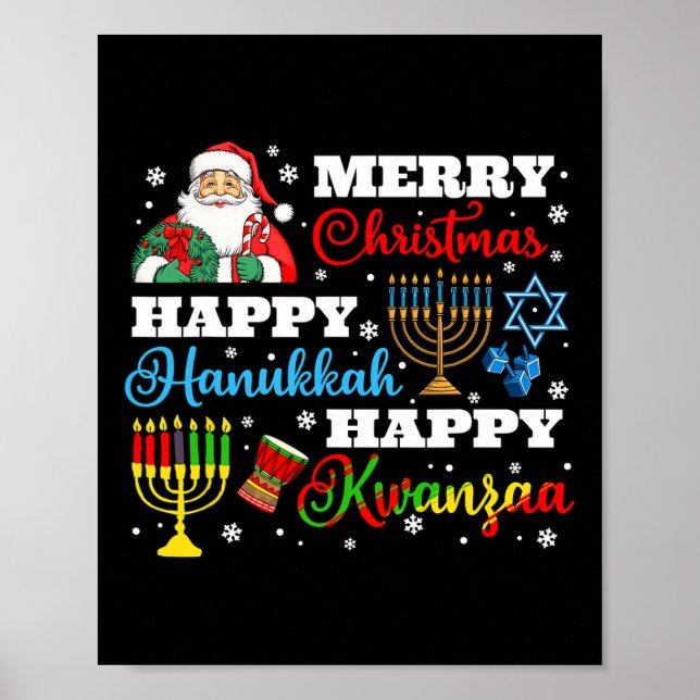 Poster Joyeux Noël Hanoukka Kwanzaa Juif Afro Holid (Devant)