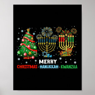 Poster Joyeux Noël Heureux Hanoukka Et Heureux Kwanzaa 1